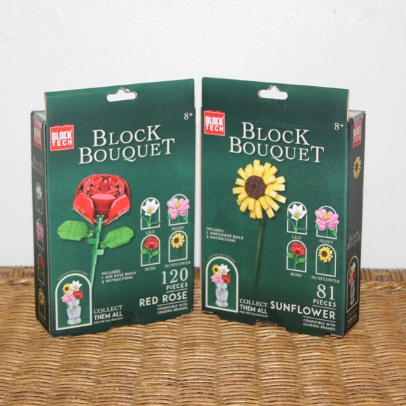 Block Tech.  Block Bouquet: Red Rose (120 pieces)  & Sunflower (81 pieces). - Picture 2 of 6